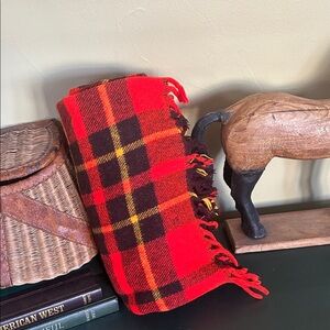 VINTAGE Faribo Wool Red Plaid Throw Blanket